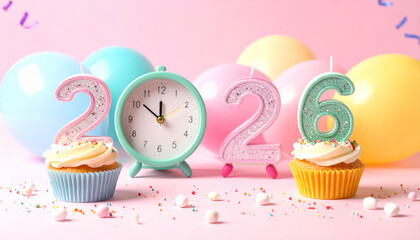 happy birthday cupcakes with candles