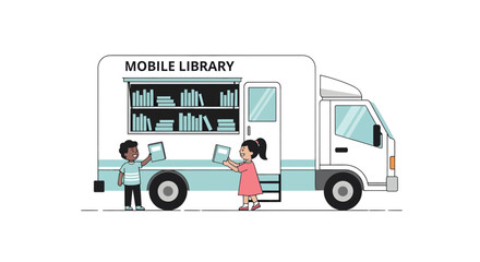 Inspiring Young Readers with Mobile Library Book Truck, Promoting Literacy and Community Engagement, Ideal for Educational Programs and Children's Literature