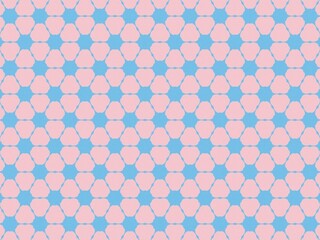 A light pink floral pattern on a light blue background.