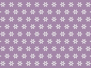 Repeating white flowers create a delicate pattern on purple background.