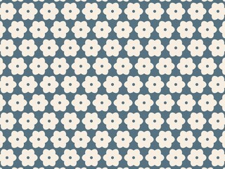 A repeating pattern of white flowers on a dark background.
