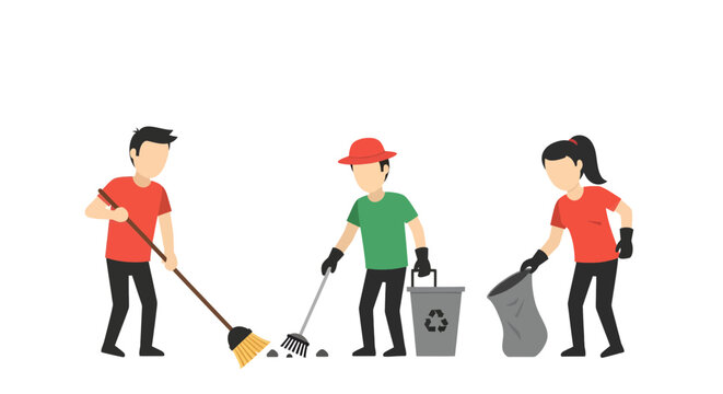 Motivated volunteers cleaning up litter, ready to recycle and protect our environment, working together for a healthier planet, community service in action