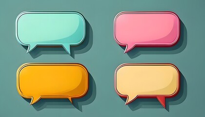 Colorful speech bubbles with different color variations and shadows, representing communication and conversation