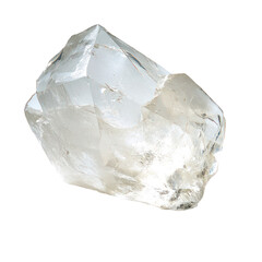 Clear quartz crystal mineral specimen isolated on transparent background