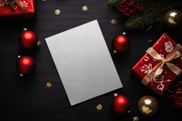 Festive holiday card mockup, transparent design