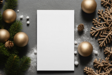 Festive card mockup with decorations, transparent design