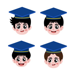 Cute Graduates Wearing Caps Illustration