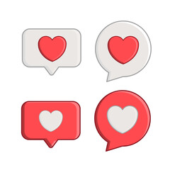 Set of Heart Chat Bubble Icons