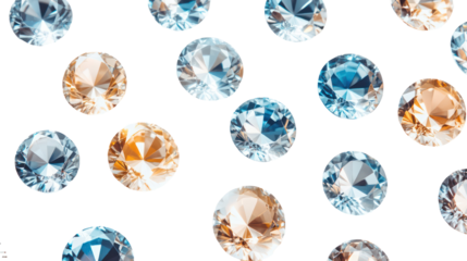 Collection of oval cut gemstones isolated on transparent background
