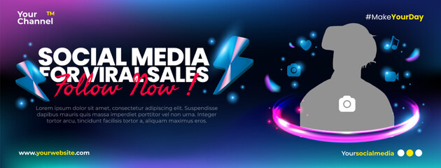 Modern Neon Social Media Marketing Template for Viral Sales Promotion