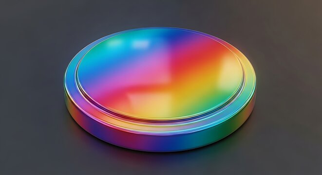 Colorful round object with rainbow spectrum on dark background for abstract art