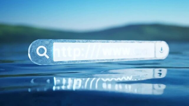 Internet Search Bar Floating on Water Environment Concept