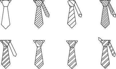 necktie pattern variations, diagonal stripe ties, tie orientation set, fashion accessory icons, businesswear symbols, vector illustration, isolated design
