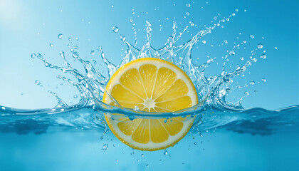 Refreshing Bright Yellow Lemon Water Splash