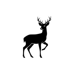 Obraz premium Majestic Black Deer Silhouette Icon Symbolizing Wilderness and Nature