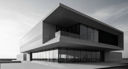 Monochromatic marvel: A modern architectural masterpiece in striking black and white photography
