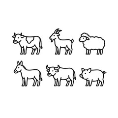 Fototapeta premium set of horses Set of milk animals Milk animals Illustration of Good morning