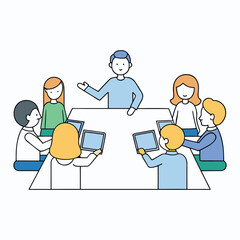 A teamwork workshop meeting where colleagues share ideas, build trust, and collaborate through group activities to strengthen communication, problem-solving, and team unity.
