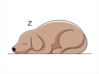Cute cartoon dog sleeping peacefully with a zzz symbol above it
