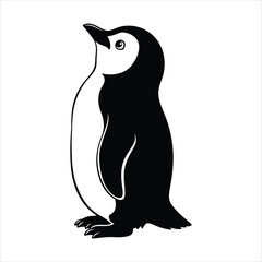 Stylized Penguin Illustration A Black and White Graphic for Design Projects