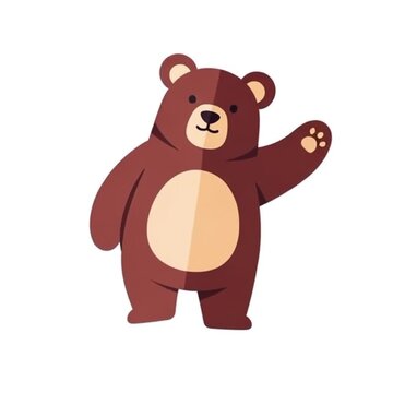 teddy bear cartoon waving hand and dancing