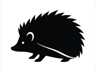 Silhouette of a Cute Hedgehog with Sharp Spines, Isolated on White