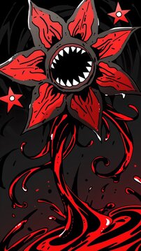 Horror fantasy adventure theme, stranger carnivorous plant starfish