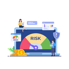 Risk Management concept. A professional evaluating financial uncertainties, Navigating market dynamics. Vector illustration.
