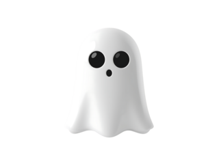 Cute white ghost isolated on black background