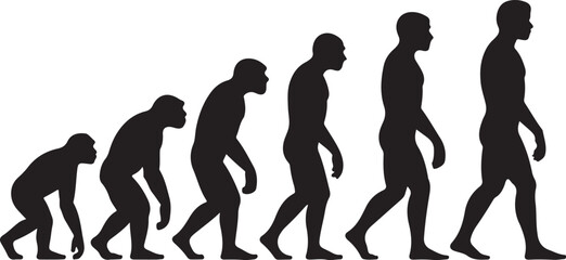 Theory of evolution of man silhouette