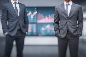 business team with stock market graphs display