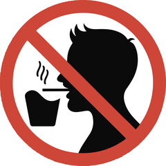 no eating and drinking sign ban on food forbidden black in red circle isolated on white background vector illustration