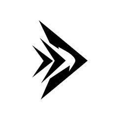 Abstract Black Arrow Design Pointing Right with Sharp Edges.