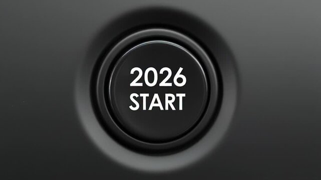 Starting the future: the year is 2026, press start button for new beginnings and future goals