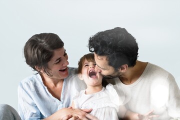 Family time photo of father, mother, and daughter
