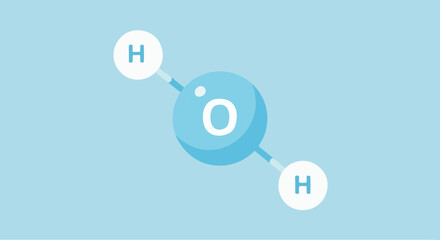 simple vector illustration of water molecule H2O on blue background