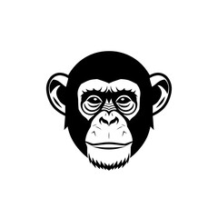 Fototapeta premium Monochrome Chimpanzee Face Illustration with Detailed Facial Features.