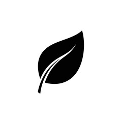 Simple Black Leaf Icon Symbol of Nature and Growth.
