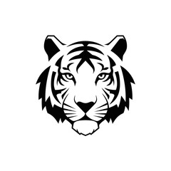 Striking Black and White Tiger Head Vector Illustration 2.