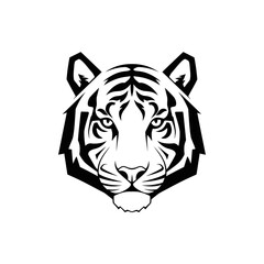 Striking Black and White Tiger Head Vector Illustration 3.