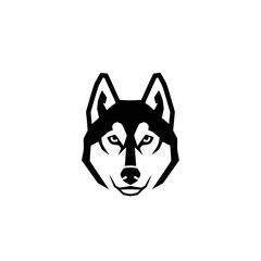 Striking Black and White Husky Head Logo Design.