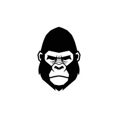 Striking Gorilla Head Vector Illustration with Intense Gaze.