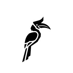 Striking Silhouette of a Hornbill Bird with Distinctive Casque.