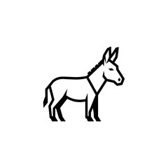 Stylized Black and White Donkey Illustration with Harness.