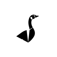 Stylized Black and White Goose Logo Design with Geometric Shapes.