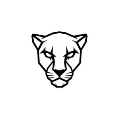 Stylized Black and White Panther Head Logo Design.