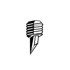 Stylized Black and White Illustration of a Screw.