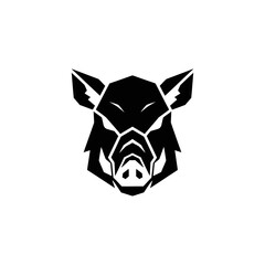 Stylized Boar Head Logo Design with Geometric Shapes.