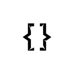 Stylized Braces Symbol with Sharp Edges and Modern Design.