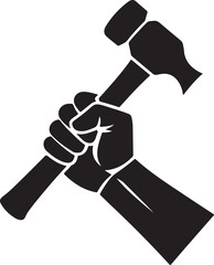 hammer in a raised fist silhouette vector design